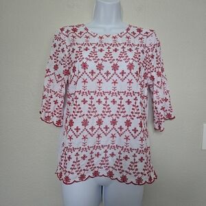 Primark Cotton Floral Embroidered Blouse Size Medium